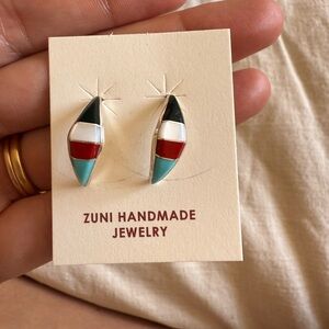 Zuni Handmade Colorful Inlay Earrings *signed
